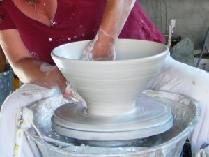 Pottery class throwing bowl